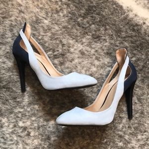 ZARA navy and light blue suede pumps